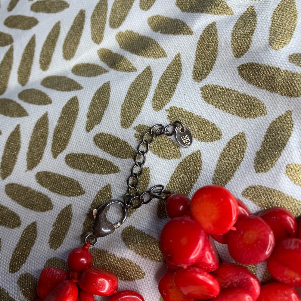 Lucas Lameth LUC 925 Sterling Red Coral Necklace - Picture 3 of 3
